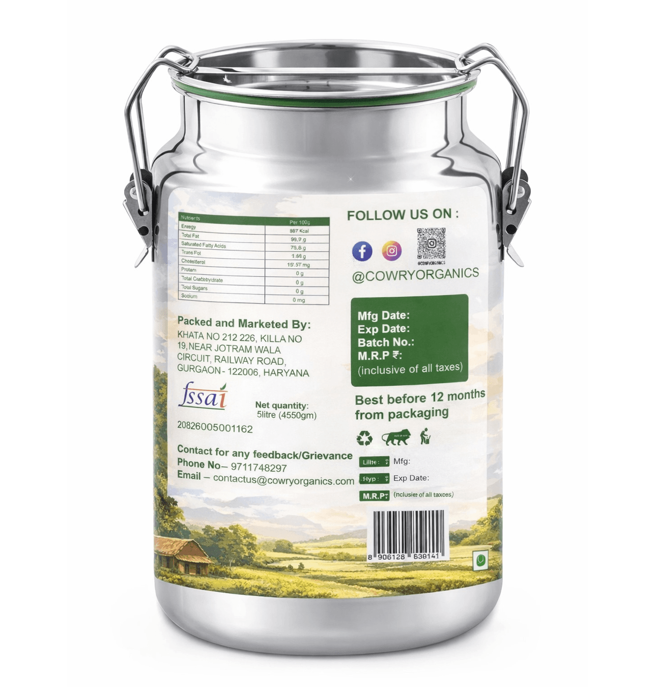 Gir Cow A2 Ghee - Made From Curd 5L thumbnail