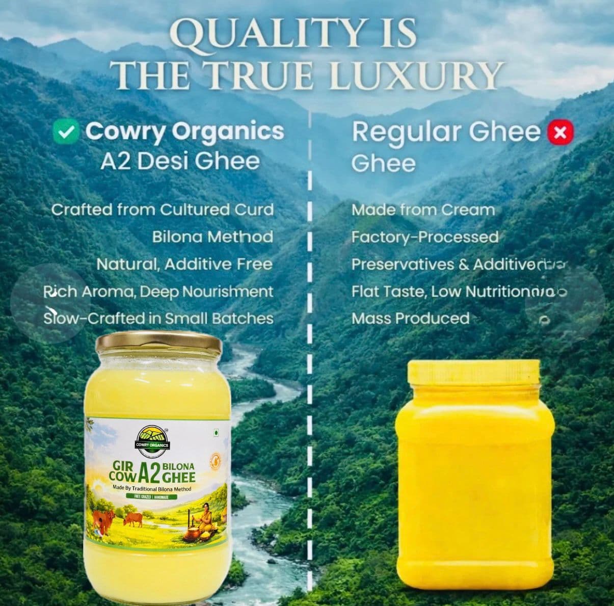 Gir Cow A2 Ghee - Made From Curd 1 Litre thumbnail